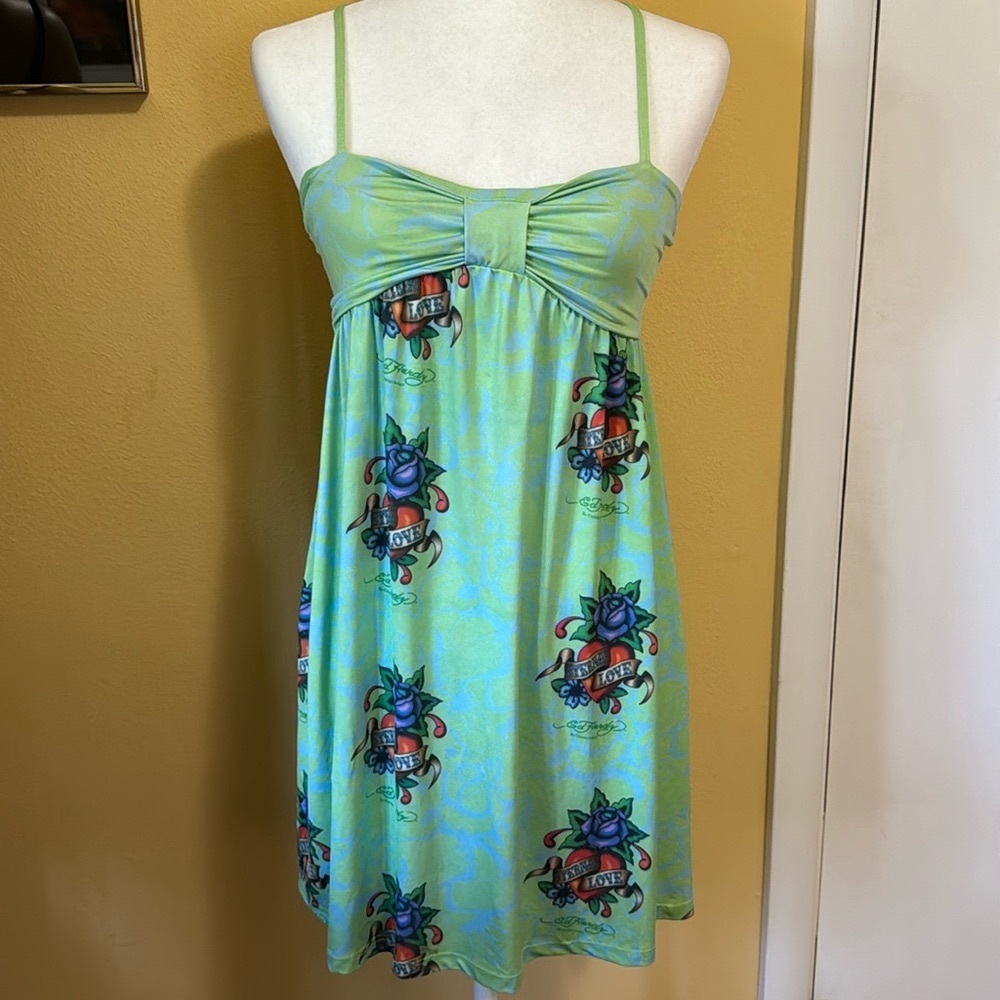 Vintage Ed Hardy By Christian Audigier Stretchy Spaghetti Strap Sun Dress